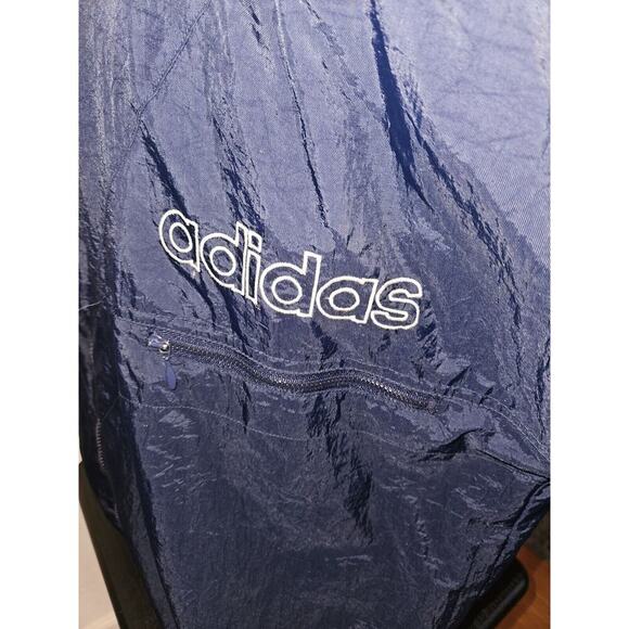 Vintage Adidas Jacket Mens L Blue Trefoil Logo Striped Full Zip Hooded Insulated - Picture 6 of 13